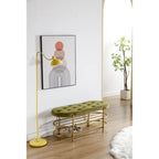Banc de rangement capitonné en velours gris / rose / noir – 1 personne, pour chambre et entrée