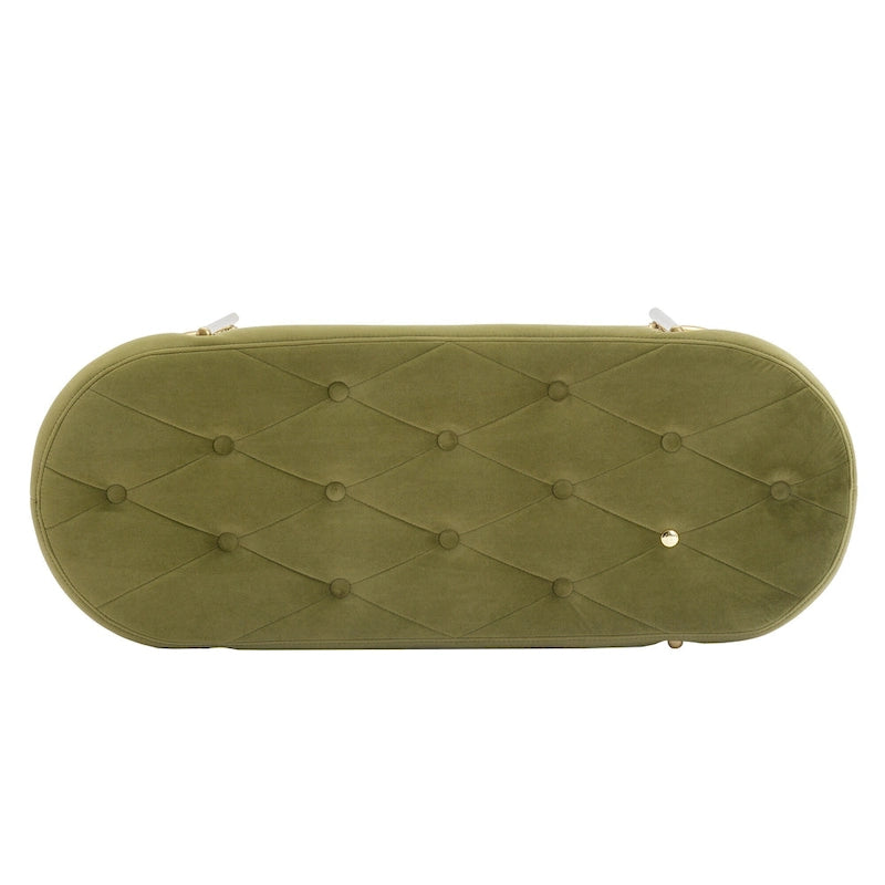 Banc de rangement capitonné en velours gris / rose / noir – 1 personne, pour chambre et entrée