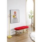 Banc de rangement capitonné en velours gris / rose / noir – 1 personne, pour chambre et entrée