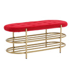 Banc de rangement capitonné en velours gris / rose / noir – 1 personne, pour chambre et entrée