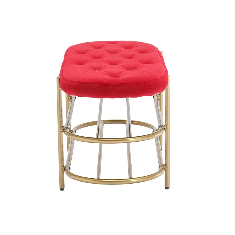 Banc de rangement capitonné en velours gris / rose / noir – 1 personne, pour chambre et entrée