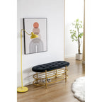 Banc de rangement capitonné en velours gris / rose / noir – 1 personne, pour chambre et entrée