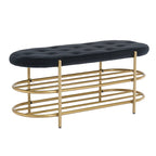 Banc de rangement capitonné en velours gris / rose / noir – 1 personne, pour chambre et entrée