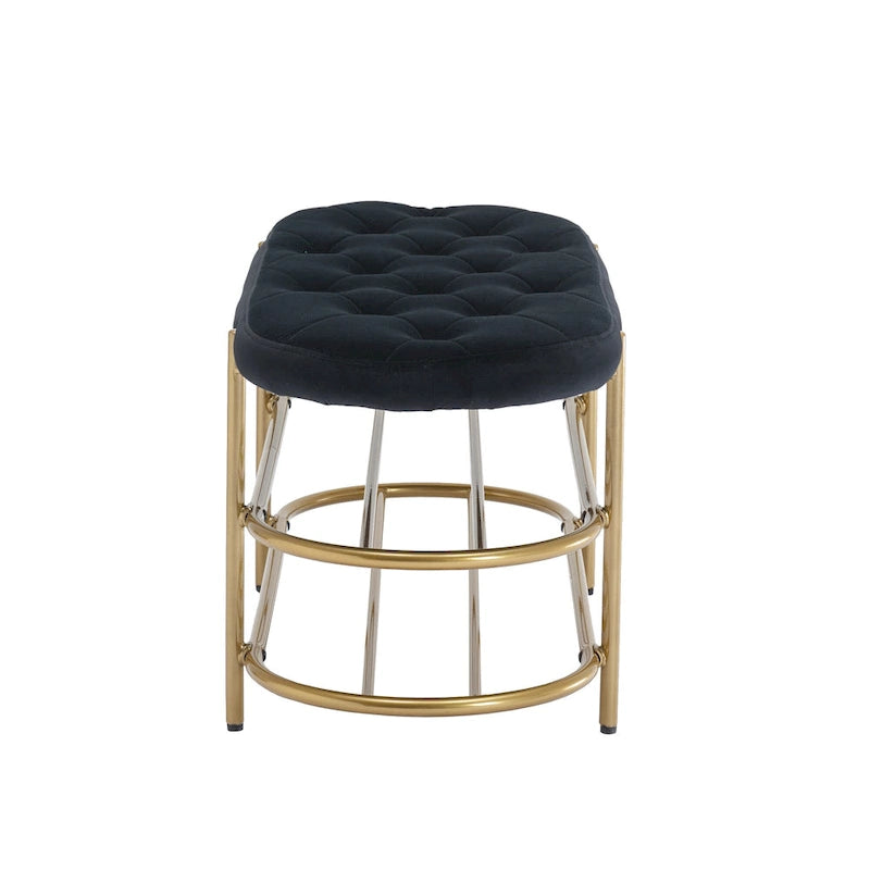 Banc de rangement capitonné en velours gris / rose / noir – 1 personne, pour chambre et entrée