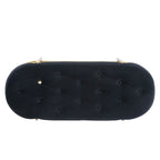 Banc de rangement capitonné en velours gris / rose / noir – 1 personne, pour chambre et entrée