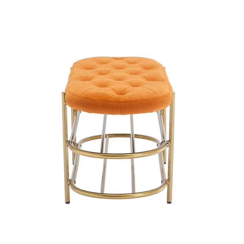 Banc de rangement capitonné en velours gris / rose / noir – 1 personne, pour chambre et entrée