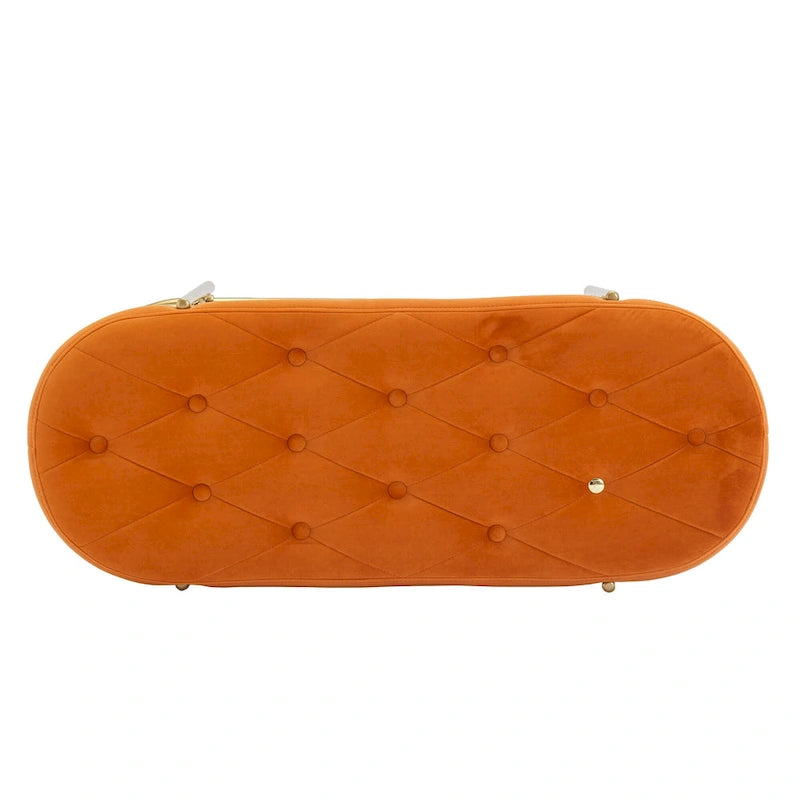 Banc de rangement capitonné en velours gris / rose / noir – 1 personne, pour chambre et entrée