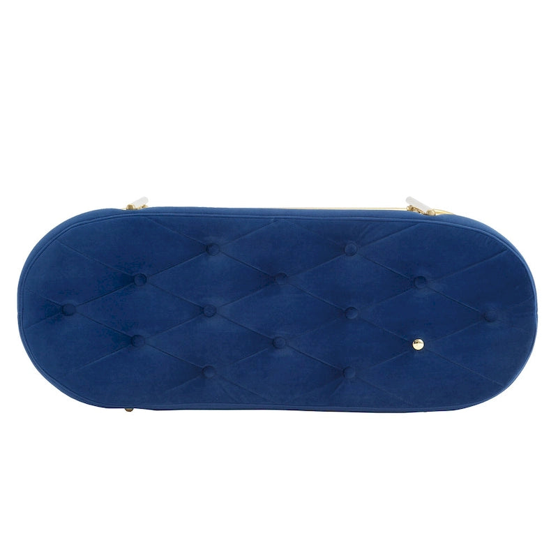 Banc de rangement capitonné en velours gris / rose / noir – 1 personne, pour chambre et entrée