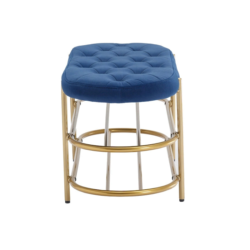 Banc de rangement capitonné en velours gris / rose / noir – 1 personne, pour chambre et entrée