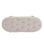 Banc de rangement capitonné en velours gris / rose / noir – 1 personne, pour chambre et entrée
