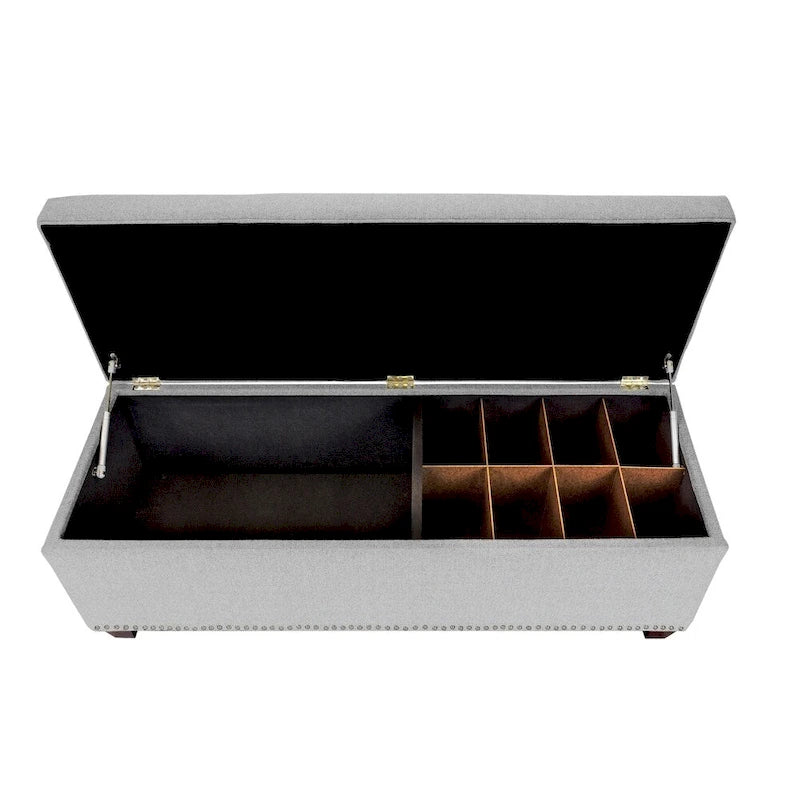 Banc de rangement relevable Camel & Stone – Capitonnage, double compartiment
