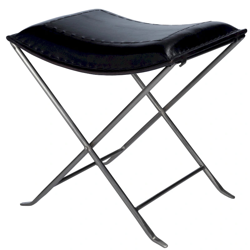 Tabouret en cuir Melton "Butler" fait à la main (Inde)