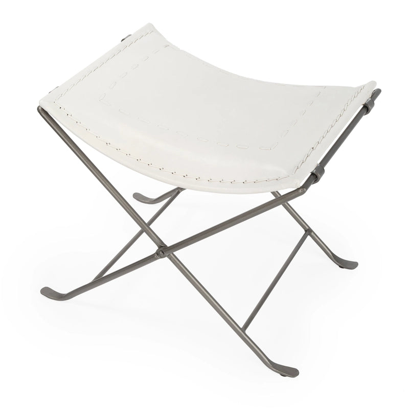 Tabouret en cuir Melton "Butler" fait à la main (Inde)