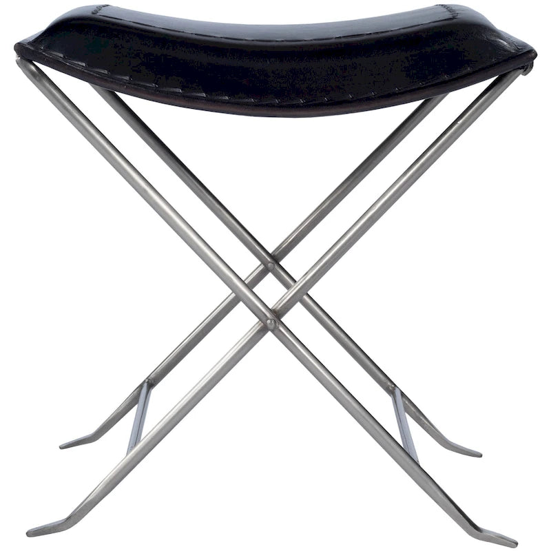 Tabouret en cuir Melton "Butler" fait à la main (Inde)