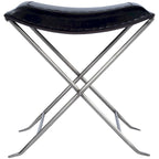 Tabouret en cuir Melton "Butler" fait à la main (Inde)