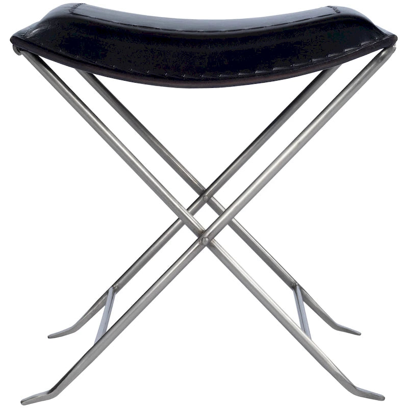 Tabouret en cuir Melton "Butler" fait à la main (Inde)
