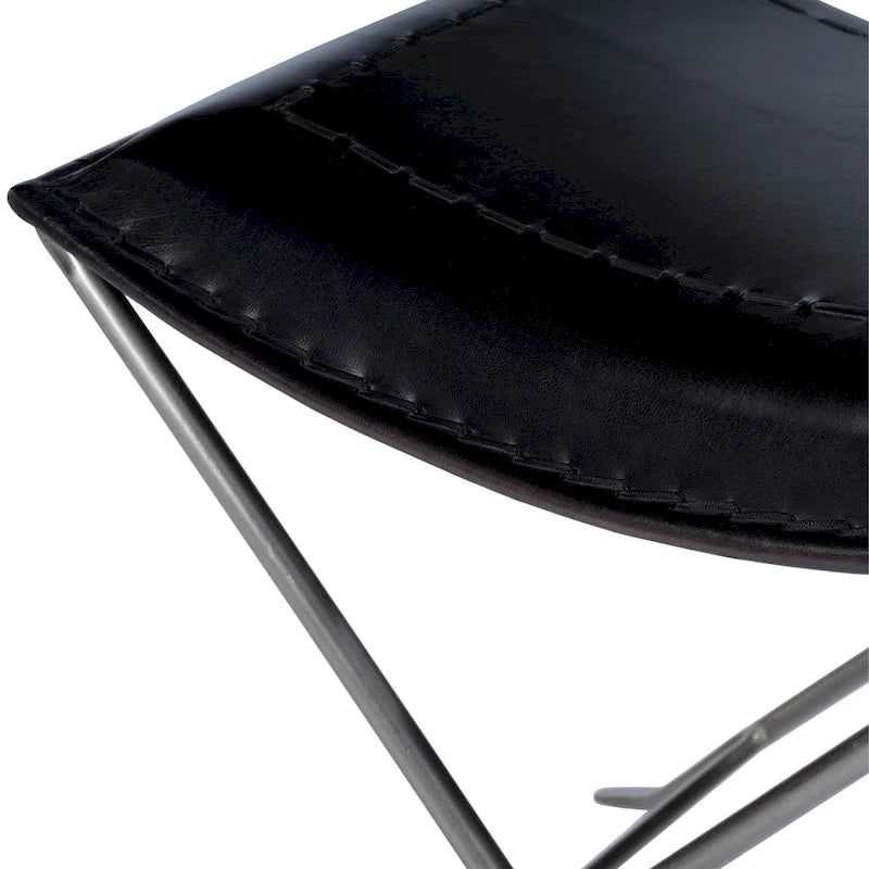 Tabouret en cuir Melton "Butler" fait à la main (Inde)