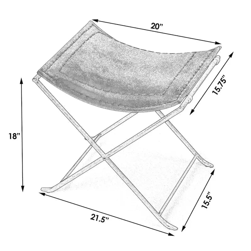 Tabouret en cuir Melton "Butler" fait à la main (Inde)