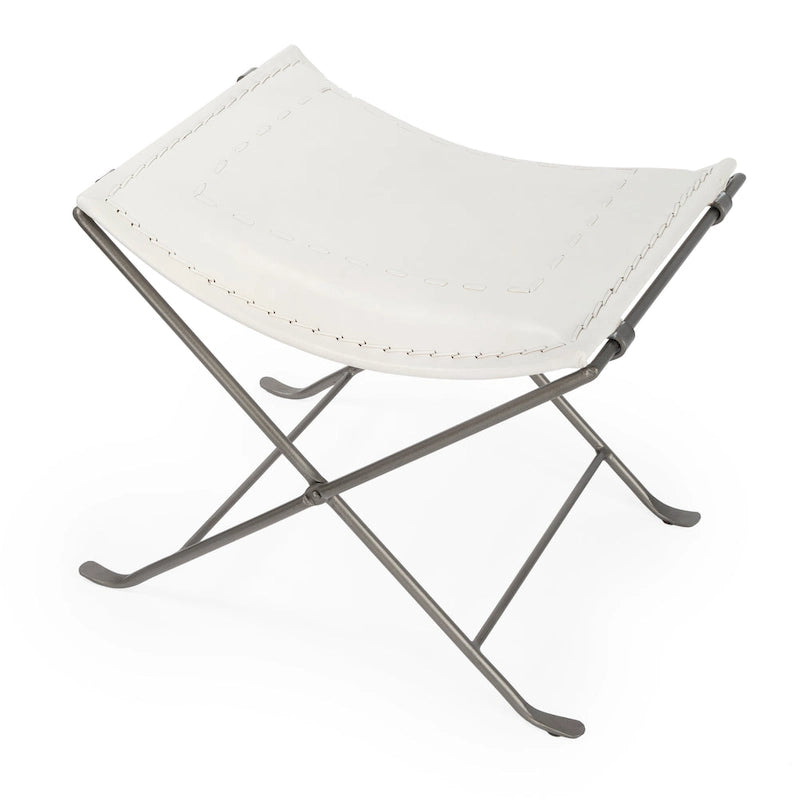 Tabouret en cuir Melton "Butler" fait à la main (Inde)