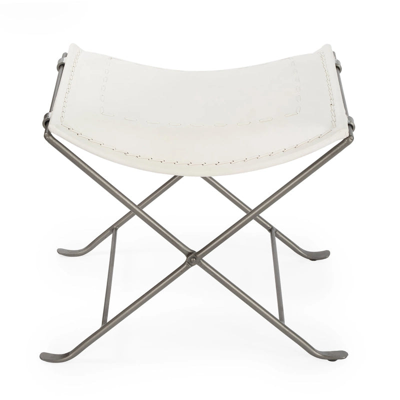 Tabouret en cuir Melton "Butler" fait à la main (Inde)