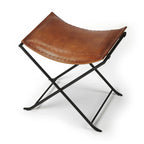 Tabouret en cuir Melton "Butler" fait à la main (Inde)