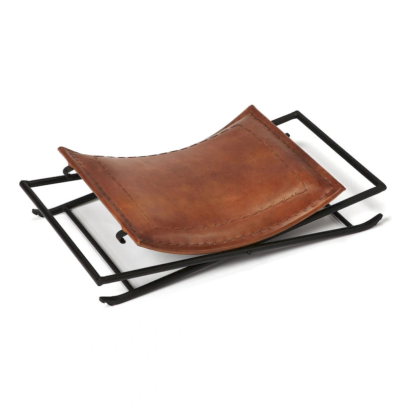 Tabouret en cuir Melton "Butler" fait à la main (Inde)