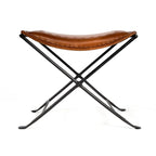 Tabouret en cuir Melton "Butler" fait à la main (Inde)