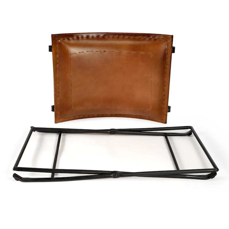 Tabouret en cuir Melton "Butler" fait à la main (Inde)