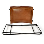 Tabouret en cuir Melton "Butler" fait à la main (Inde)