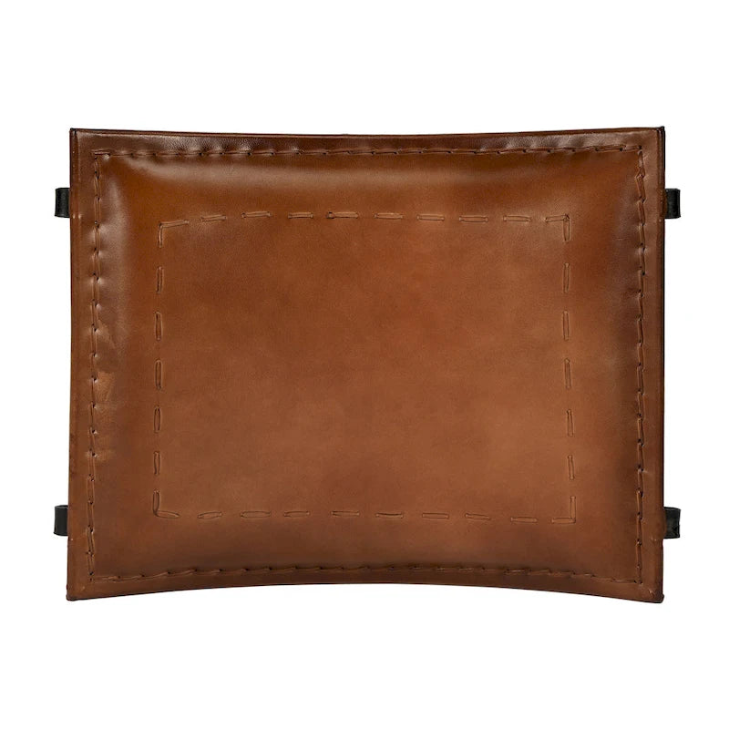 Tabouret en cuir Melton "Butler" fait à la main (Inde)