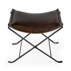 Tabouret en cuir Melton "Butler" fait à la main (Inde)