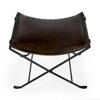 Tabouret en cuir Melton "Butler" fait à la main (Inde)