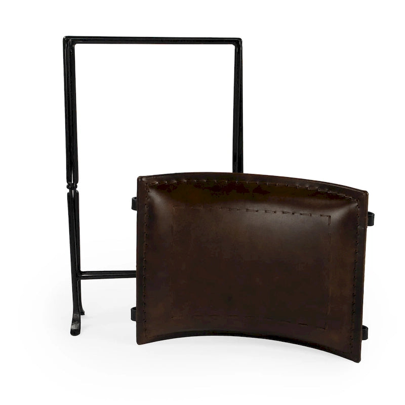 Tabouret en cuir Melton "Butler" fait à la main (Inde)