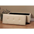 Banc de rangement en similicuir ivoire, 1 place