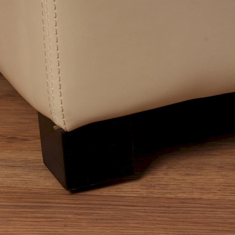 Banc de rangement en similicuir ivoire, 1 place