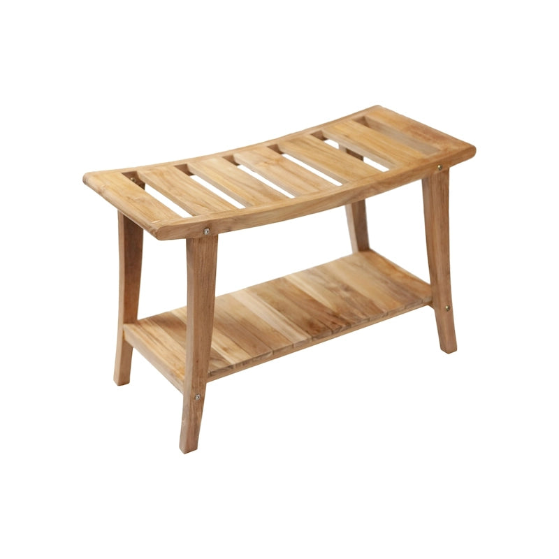 Banc en teck beige avec étagère inférieure, 1 à 2 places