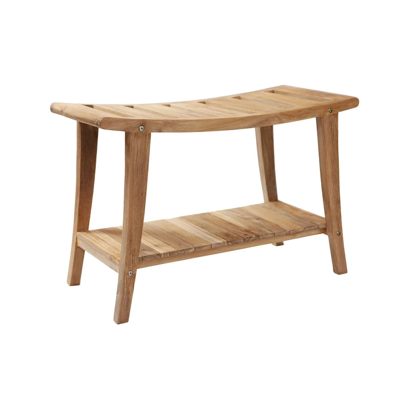 Banc en teck beige avec étagère inférieure, 1 à 2 places