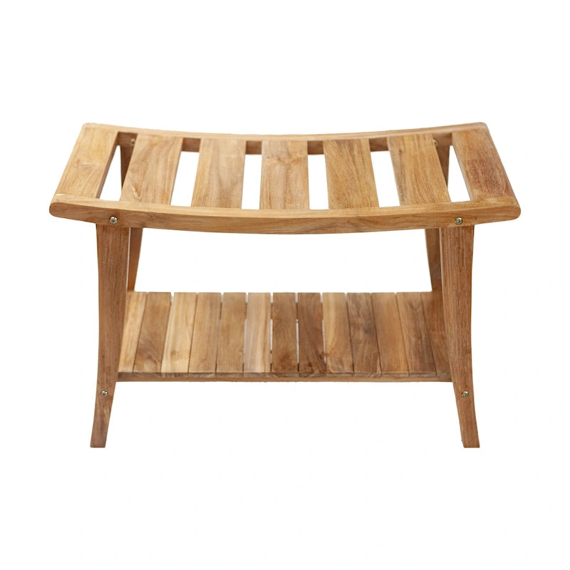 Banc en teck beige avec étagère inférieure, 1 à 2 places