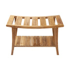 Banc en teck beige avec étagère inférieure, 1 à 2 places