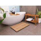 Banc en teck beige avec étagère inférieure, 1 à 2 places