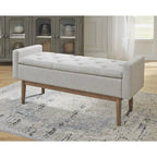 Banc de rangement contemporain Briarson beige/marron - 50L x 18P x 18H