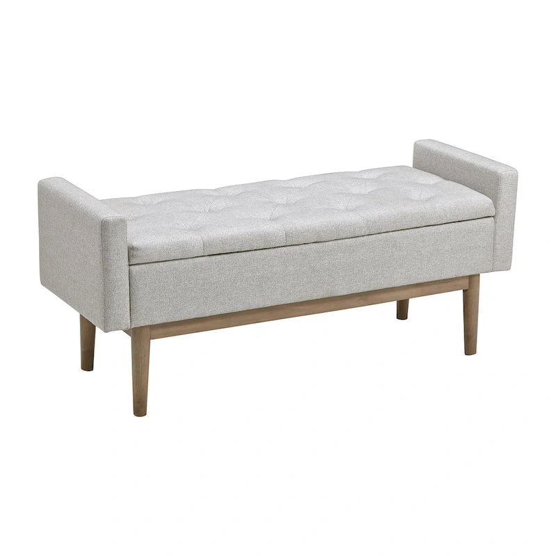 Banc de rangement contemporain Briarson beige/marron - 50L x 18P x 18H
