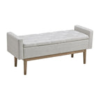 Banc de rangement contemporain Briarson beige/marron - 50L x 18P x 18H