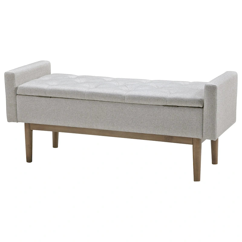 Banc de rangement contemporain Briarson beige/marron - 50L x 18P x 18H