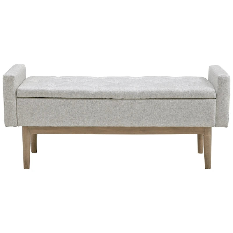 Banc de rangement contemporain Briarson beige/marron - 50L x 18P x 18H