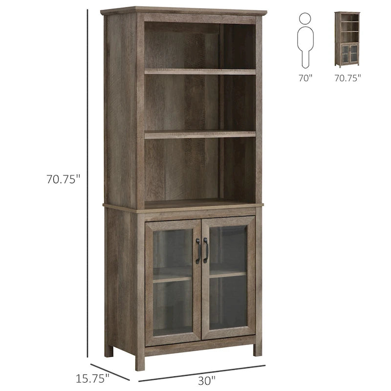 HOMCOM Meuble de rangement multifonctionnel Bibliothèque avec étagères réglables Présentoir pour bureau, cuisine, salon, Nature