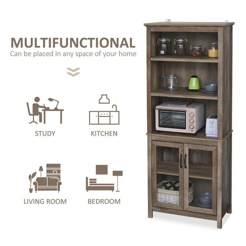 HOMCOM Meuble de rangement multifonctionnel Bibliothèque avec étagères réglables Présentoir pour bureau, cuisine, salon, Nature