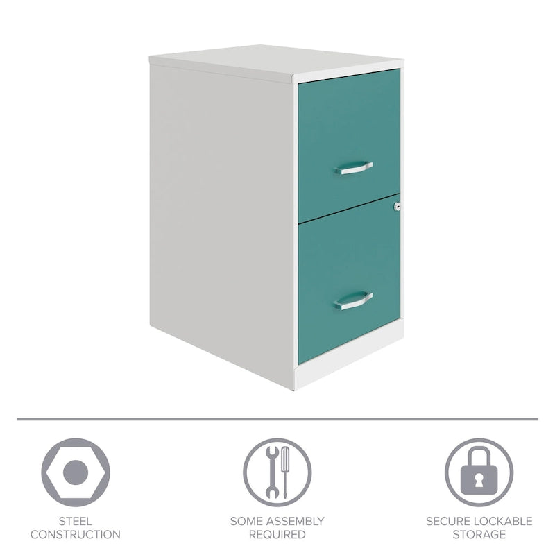 Meuble de classement métallique à 2 tiroirs Space Solutions de 45,7 cm, blanc alpin