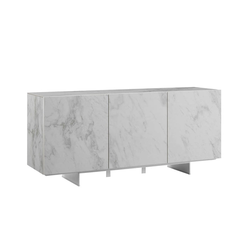 Buffet/bahut noir/blanc/gris avec 3 portes à fermeture amortie, 150 cm