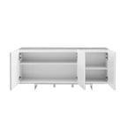Buffet/bahut noir/blanc/gris avec 3 portes à fermeture amortie, 150 cm
